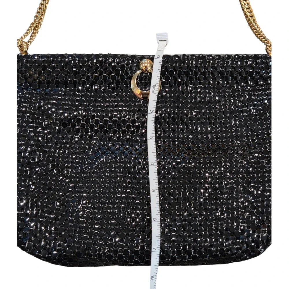 Vintage 1960s Whiting & Davis Black Metal Mesh Evening Bag